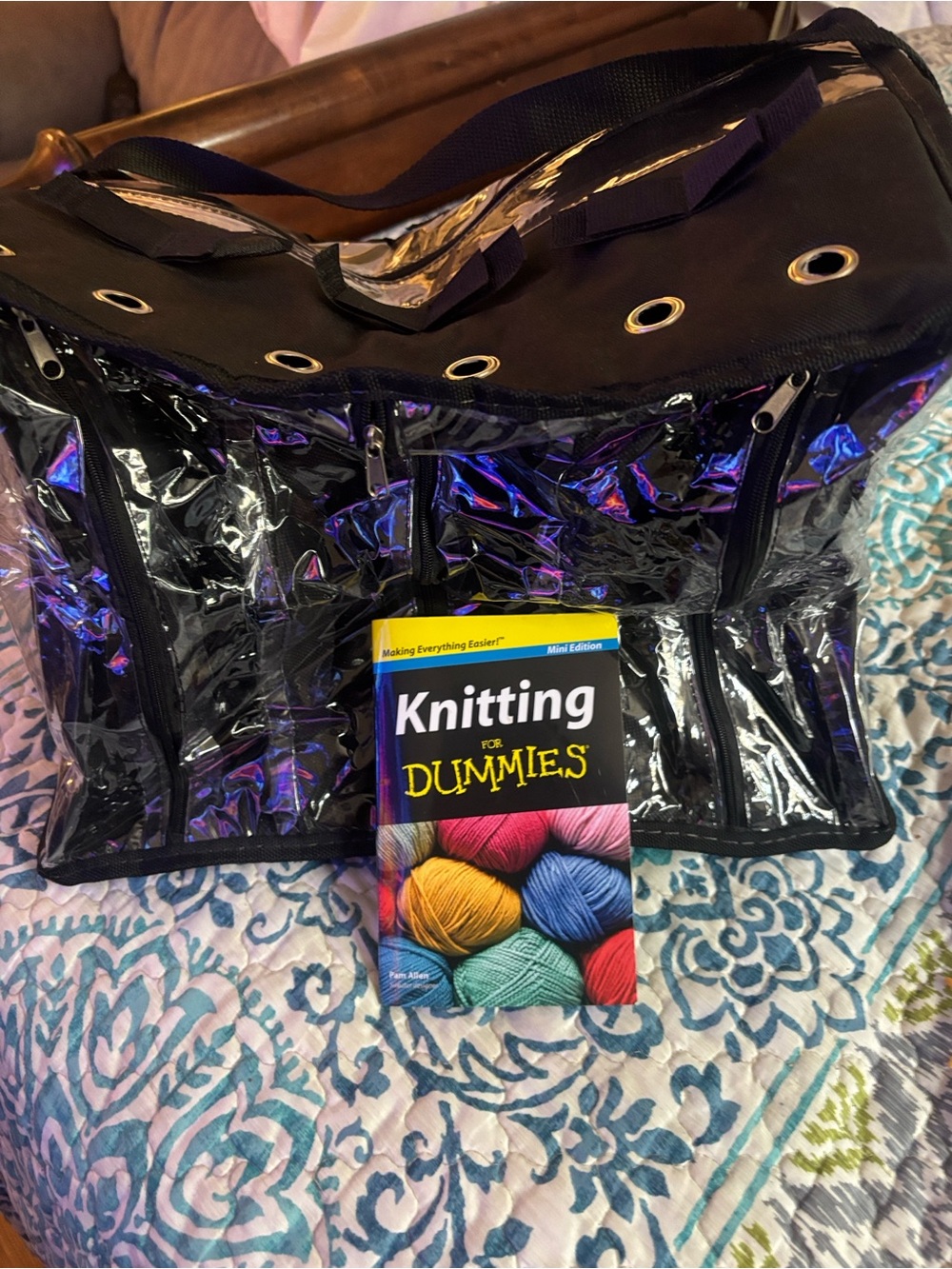 Clear Holographic Crochet/Knitting Tote Bag